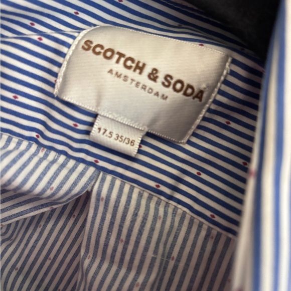 Scotch & Soda Men's Blue and White Striped Dress Shirt - Picture 3 of 7